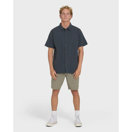 Billabong Billabong Men's Garage Sandon Jacquard Short Sleeve Woven Shirt - True Navy True Navy S Mens Button Up Short Sleeve Shirts