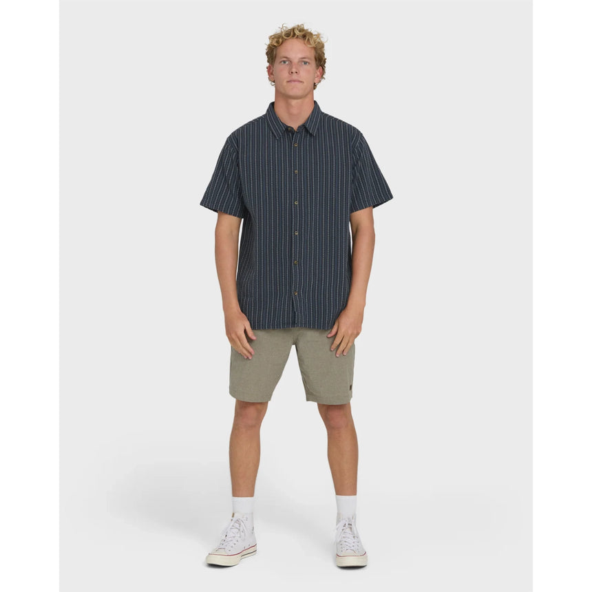Billabong Billabong Men's Garage Sandon Jacquard Short Sleeve Woven Shirt - True Navy True Navy S Mens Button Up Short Sleeve Shirts