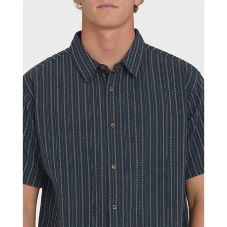 Billabong Billabong Men's Garage Sandon Jacquard Short Sleeve Woven Shirt - True Navy True Navy S Mens Button Up Short Sleeve Shirts
