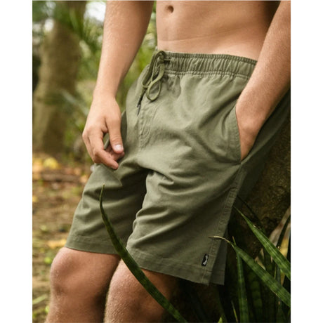 Billabong Billabong Men's Larry Laybacks 19" Twill Shorts - Olive Olive S Mens Elastic Swim Trunks