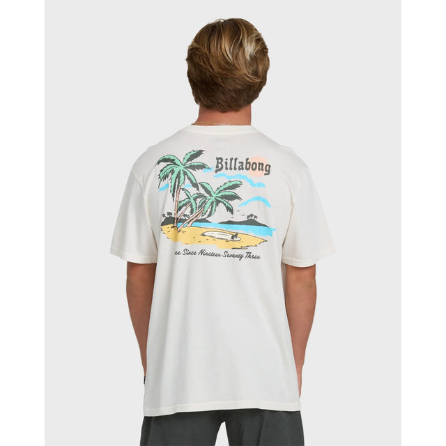 Billabong Billabong Men's Loner Wave Washed Premium Short Sleeve Knit T-Shirt - Off White Off White S Mens T-Shirts
