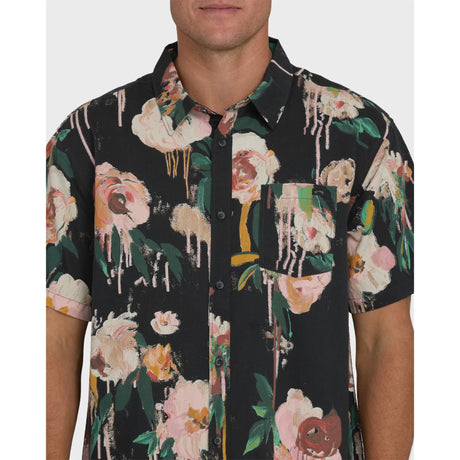 Billabong Billabong Men's Sundays Short Sleeve Woven Shirt - Black Black S Mens Button Up Short Sleeve Shirts
