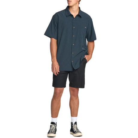 Billabong Billabong Men's Surftrek Perf Short Sleeve Button-Up Shirt - Navy Navy S Mens Button Up Short Sleeve Shirts