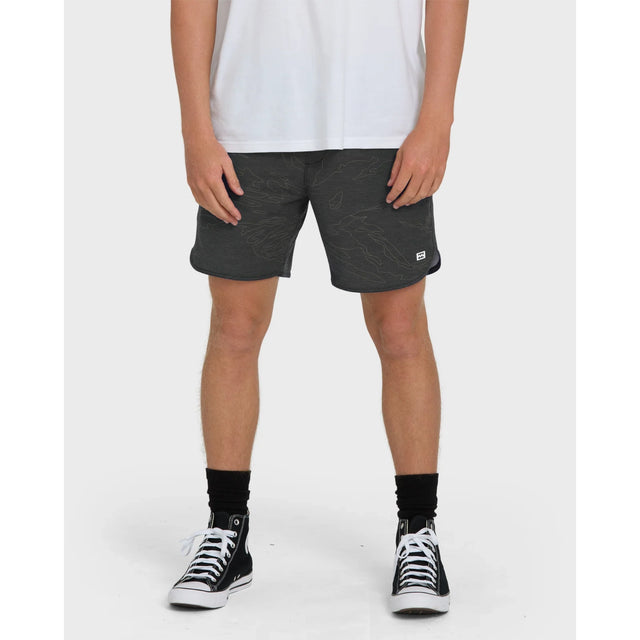 Billabong Billabong Men's Surftrek Transit Elastic 17" Hybrid Shorts - Black Camo Black Camo S Mens Hybrid Land and Sea Shorts
