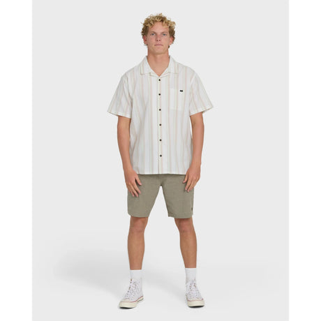 Billabong Billabong Men's Victoria Vacay Short Sleeve Woven Shirt - White Sand White Sand S Mens Button Up Short Sleeve Shirts