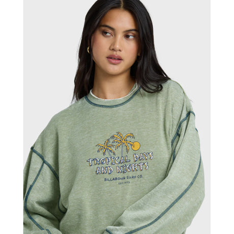 Billabong Billabong Women's All The Days Kendal Crew Fleece Dark Olive XS Womens Pull Over Hoodies