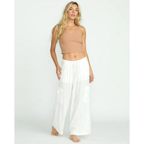 Billabong Billabong Women's Beach Babe Cargo Elastic Waist Pants - Salt Crystal Stencil Wash XS Womens Pants and Jeans
