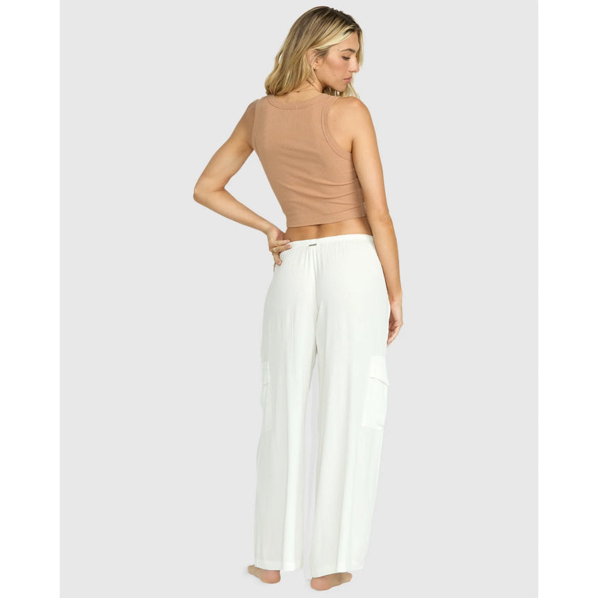 Billabong Billabong Women's Beach Babe Cargo Elastic Waist Pants - Salt Crystal Stencil Wash XS Womens Pants and Jeans