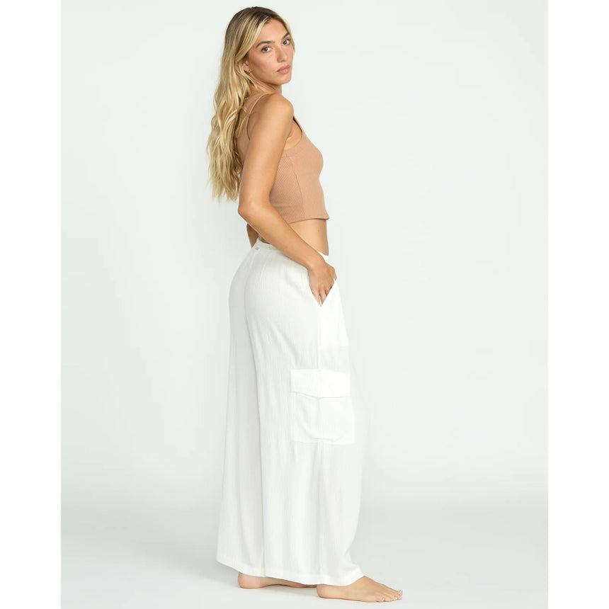 Billabong Billabong Women's Beach Babe Cargo Elastic Waist Pants - Salt Crystal Stencil Wash XS Womens Pants and Jeans