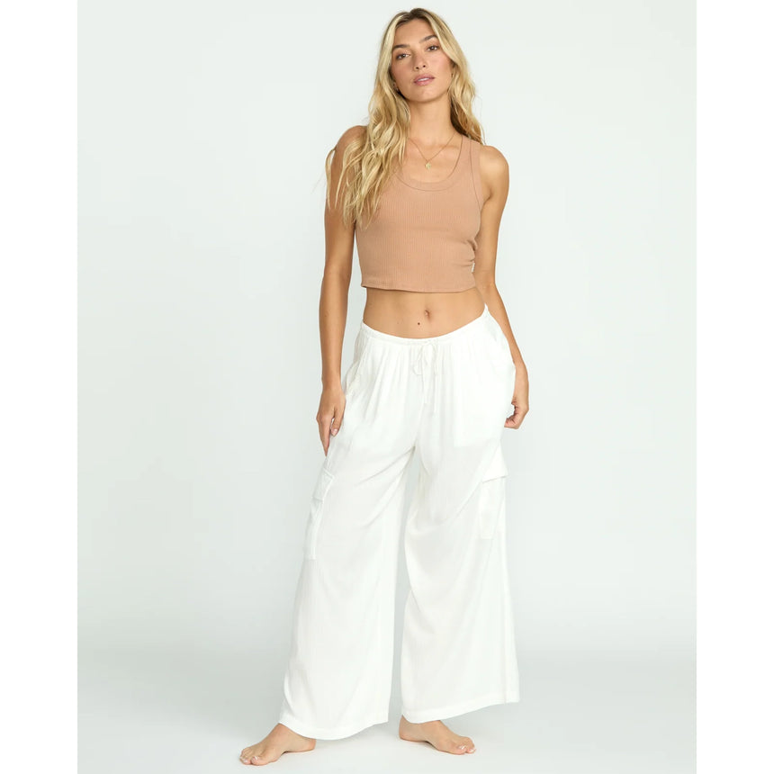 Billabong Billabong Women's Beach Babe Cargo Elastic Waist Pants - Salt Crystal Stencil Wash XS Womens Pants and Jeans