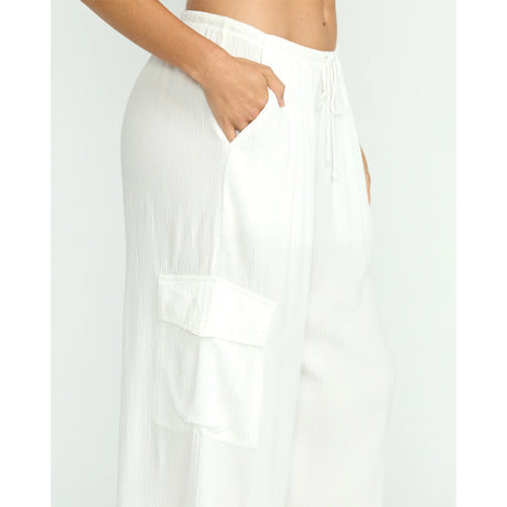 Billabong Billabong Women's Beach Babe Cargo Elastic Waist Pants - Salt Crystal Stencil Wash XS Womens Pants and Jeans