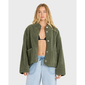 Billabong Billabong Women's Camper Reversable Sherpa Jacket - Canteen Canteen XS Womens Pull Over Hoodies