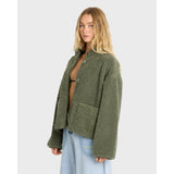 Billabong Billabong Women's Camper Reversable Sherpa Jacket - Canteen Canteen XS Womens Pull Over Hoodies