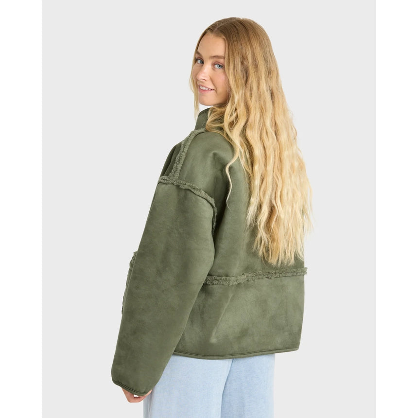 Billabong Billabong Women's Camper Reversable Sherpa Jacket - Canteen Canteen XS Womens Pull Over Hoodies