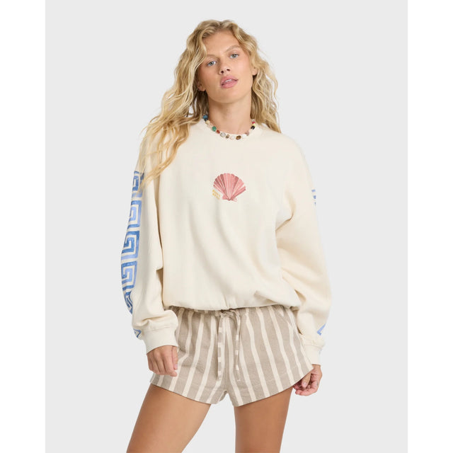 Billabong Billabong Women's Carnival Kendal Crewneck Sweatshirt - White Cap White Cap XS Womens Pull Over Hoodies