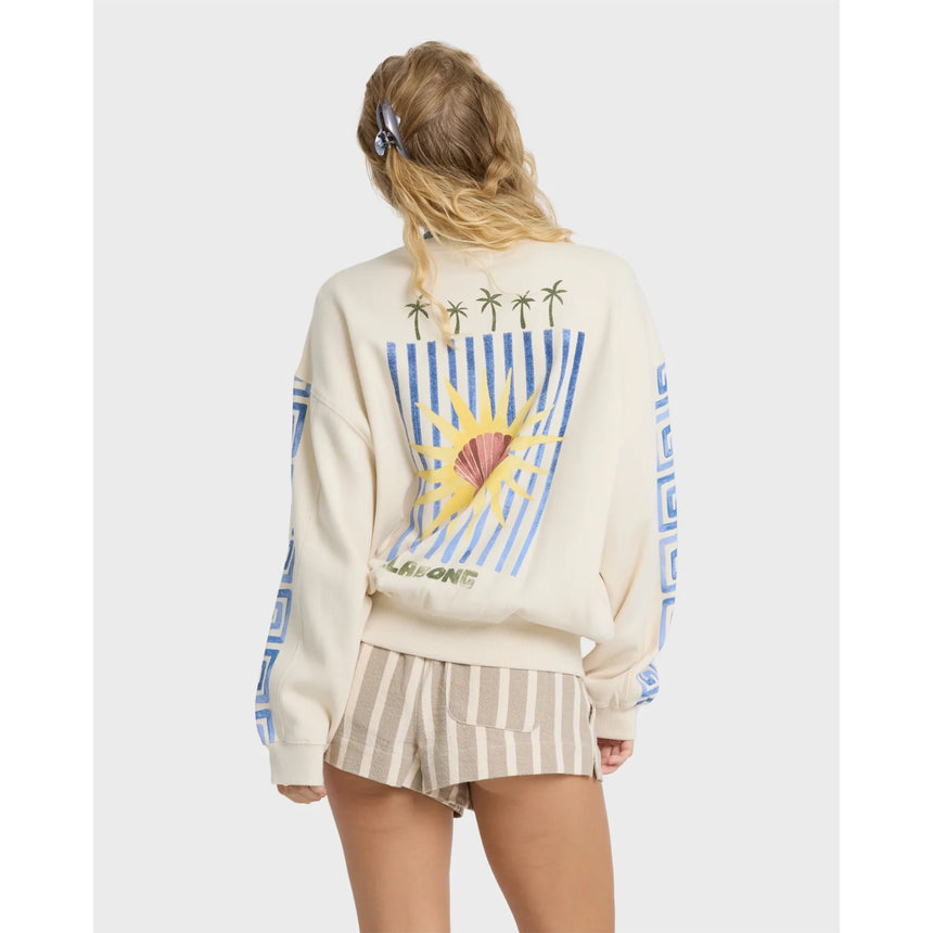 Billabong Billabong Women's Carnival Kendal Crewneck Sweatshirt - White Cap White Cap XS Womens Pull Over Hoodies