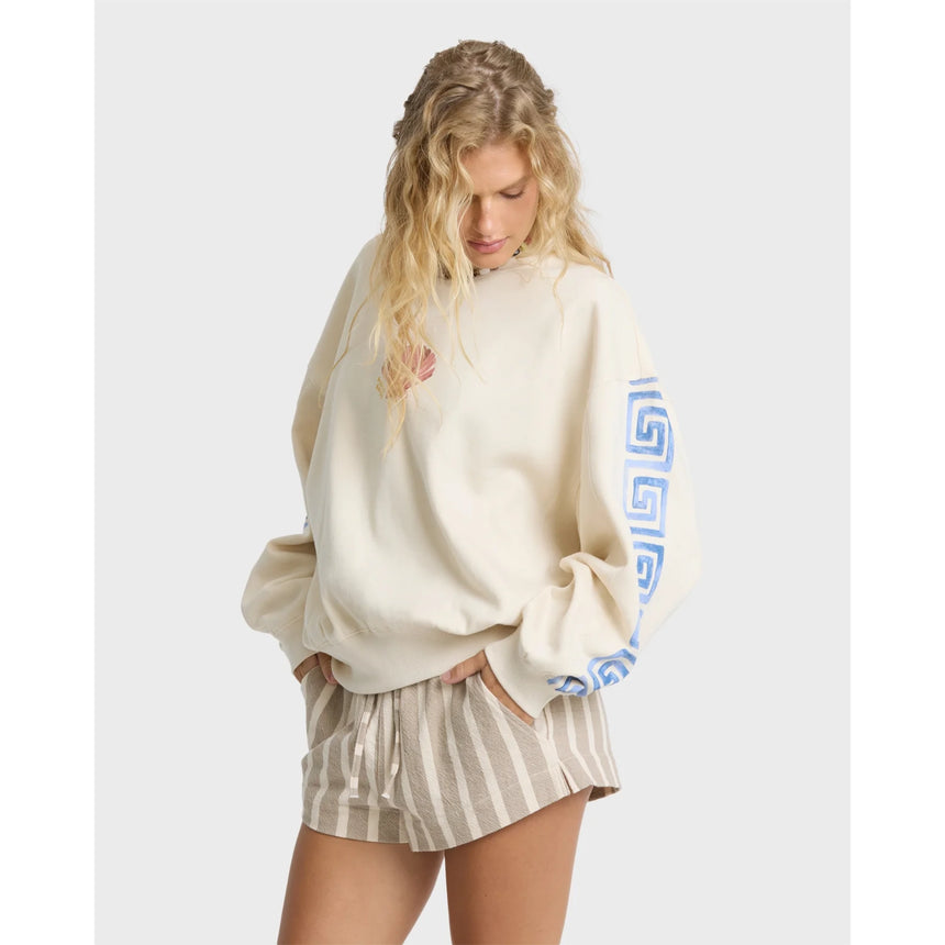 Billabong Billabong Women's Carnival Kendal Crewneck Sweatshirt - White Cap White Cap XS Womens Pull Over Hoodies