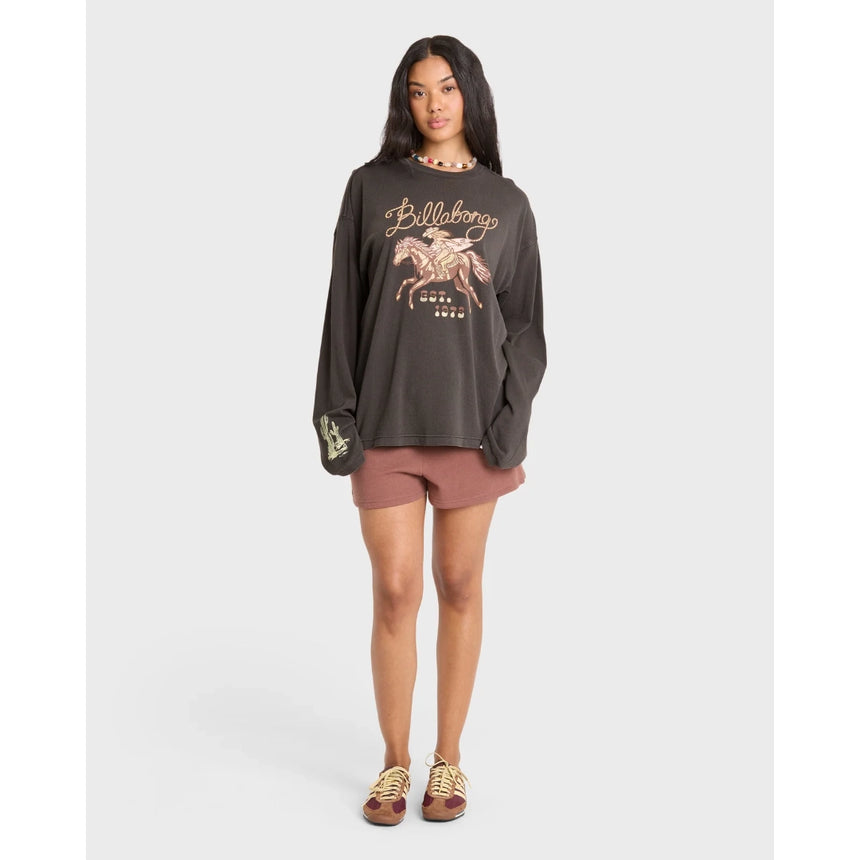 Billabong Billabong Women's Familiar Roads Long Sleeve Tee - Off Black Off Black XS Womens Long Sleeve Shirts