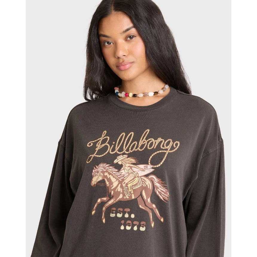 Billabong Billabong Women's Familiar Roads Long Sleeve Tee - Off Black Off Black XS Womens Long Sleeve Shirts