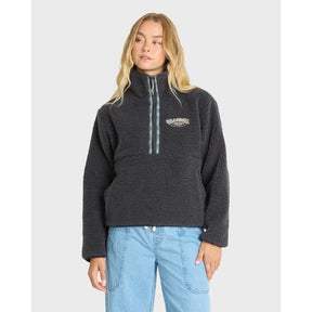 Billabong Billabong Women's Horizon Sherpa Mock Neck Half Zip Sweatshirt - Black Sands Black Sands XS Womens Zip Up Hoodies