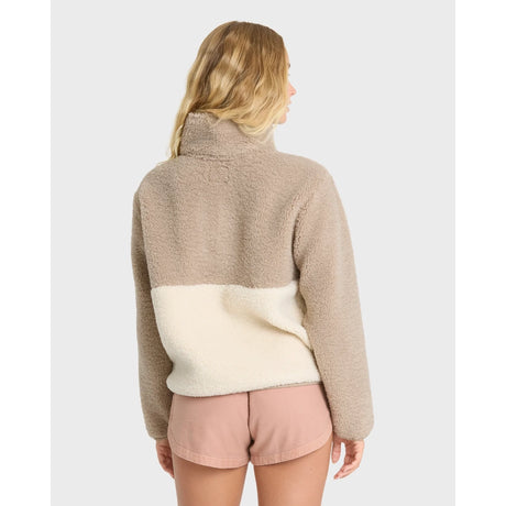 Billabong Billabong Women's Horizon Sherpa Mock Neck Half Zip Sweatshirt - Cobblestone Cobblestone XS Womens Zip Up Hoodies
