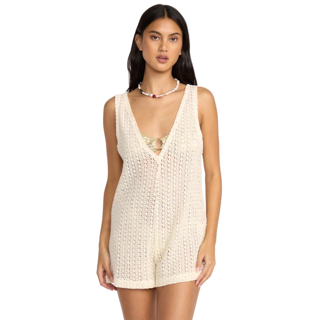 Billabong Billabong Women's Steller Time Knit Romper - White Cap White Cap XS Womens Rompers