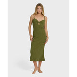 Billabong Billabong Women's Sweet Moves Midi Knit Dress Dark Olive S Womens Dresses