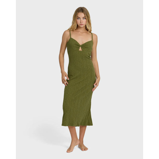 Billabong Billabong Women's Sweet Moves Midi Knit Dress Dark Olive S Womens Dresses