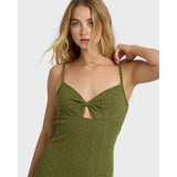 Billabong Billabong Women's Sweet Moves Midi Knit Dress Dark Olive S Womens Dresses
