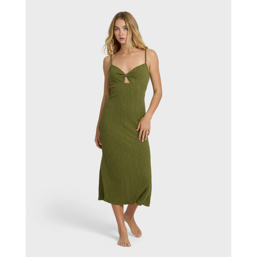 Billabong Billabong Women's Sweet Moves Midi Knit Dress Dark Olive S Womens Dresses