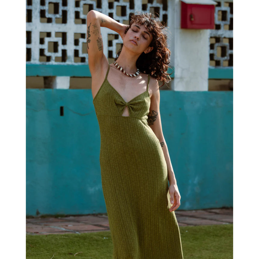 Billabong Billabong Women's Sweet Moves Midi Knit Dress Dark Olive S Womens Dresses