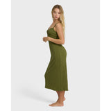Billabong Billabong Women's Sweet Moves Midi Knit Dress Dark Olive S Womens Dresses