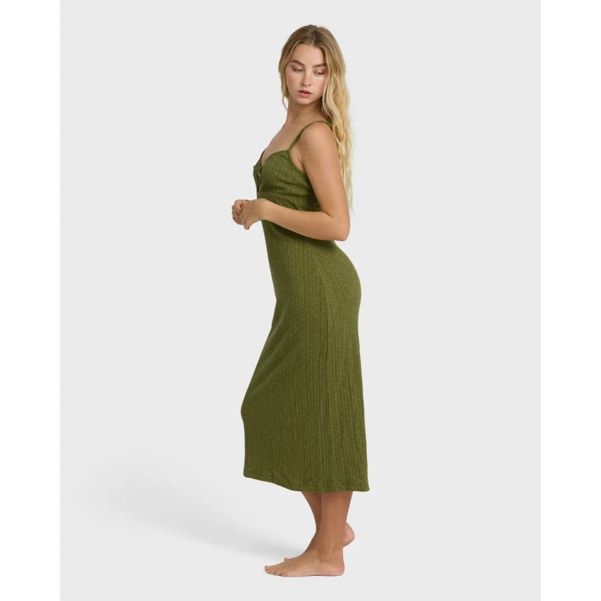 Billabong Billabong Women's Sweet Moves Midi Knit Dress Dark Olive S Womens Dresses