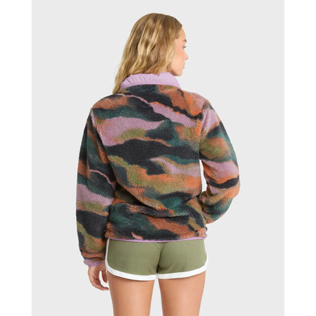 Billabong Billabong Women's Switchback Sherpa Half Snap Fleece Pullover - Black Multi Black Multi XS Womens Zip Up Hoodies
