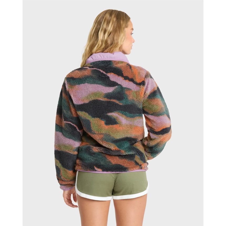 Billabong Billabong Women's Switchback Sherpa Half Snap Fleece Pullover - Black Multi Black Multi XS Womens Zip Up Hoodies