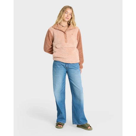 Billabong Billabong Women's Switchback Sherpa Half Snap Pullover - Sugar Almond Sugar Almond XS Womens Zip Up Hoodies