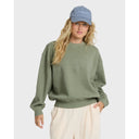 Billabong Billabong Women's Vibes Kendal Crew Fleece - Army Green Army Green XS Womens Pull Over Hoodies