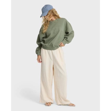 Billabong Billabong Women's Vibes Kendal Crew Fleece - Army Green Army Green XS Womens Pull Over Hoodies