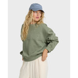 Billabong Billabong Women's Vibes Kendal Crew Fleece - Army Green Army Green XS Womens Pull Over Hoodies