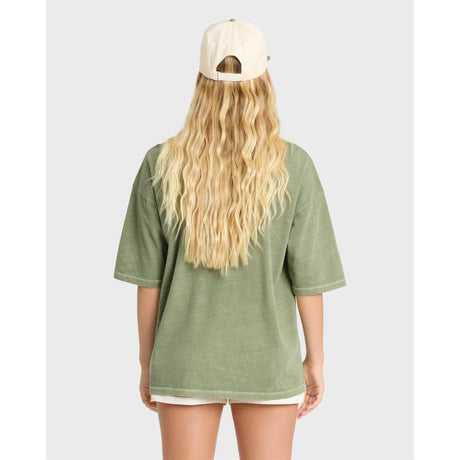 Billabong Billabong Women's Wave Stamp Short Sleeve Cotton T-Shirt - Army Green Army Green XS Womens T-Shirts