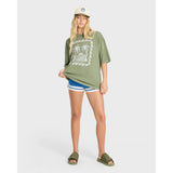 Billabong Billabong Women's Wave Stamp Short Sleeve Cotton T-Shirt - Army Green Army Green XS Womens T-Shirts