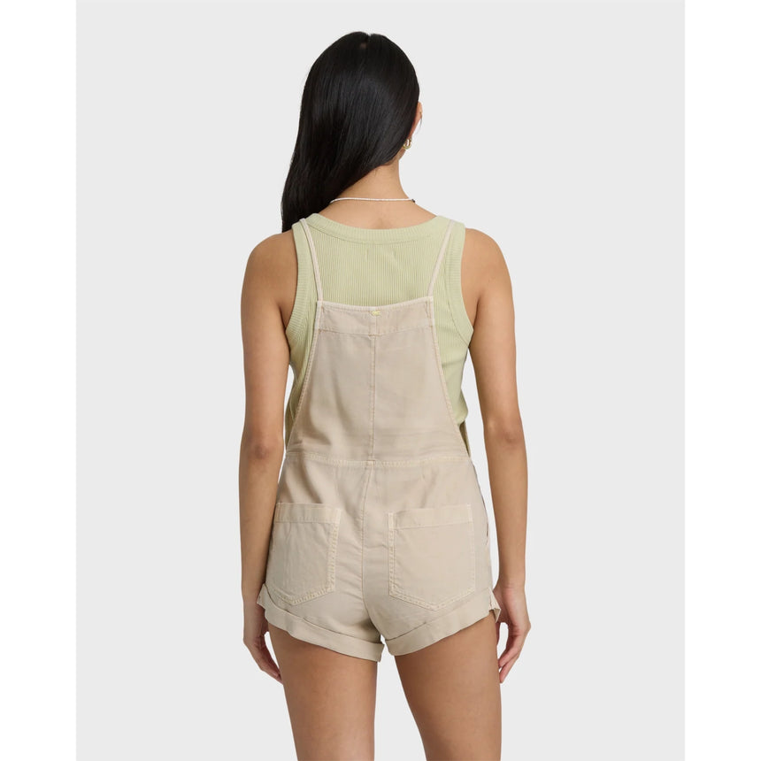 Billabong Billabong Women's Wild Pursuit Yarn-Dyed Overalls - Oatmeal Oatmeal XS Womens Rompers