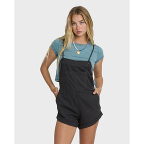 Billabong Billabong Women's Wild Pursuit Yarn-Dyed Overalls - Off Black Off Black XS Womens Rompers