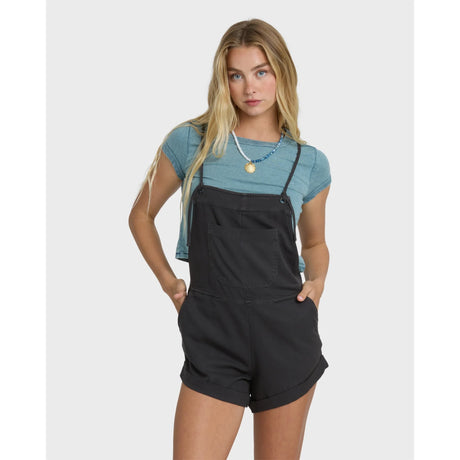 Billabong Billabong Women's Wild Pursuit Yarn-Dyed Overalls - Off Black Off Black XS Womens Rompers