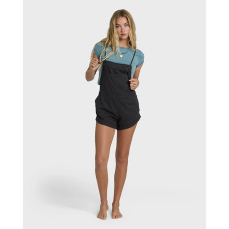 Billabong Billabong Women's Wild Pursuit Yarn-Dyed Overalls - Off Black Off Black XS Womens Rompers