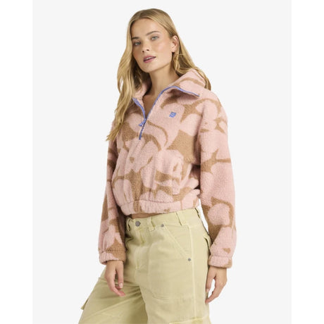 Billabong Billabong Womens Barra Half Zip Pullover - Rose Brown Rose Brown XS Womens Pull Over Hoodies