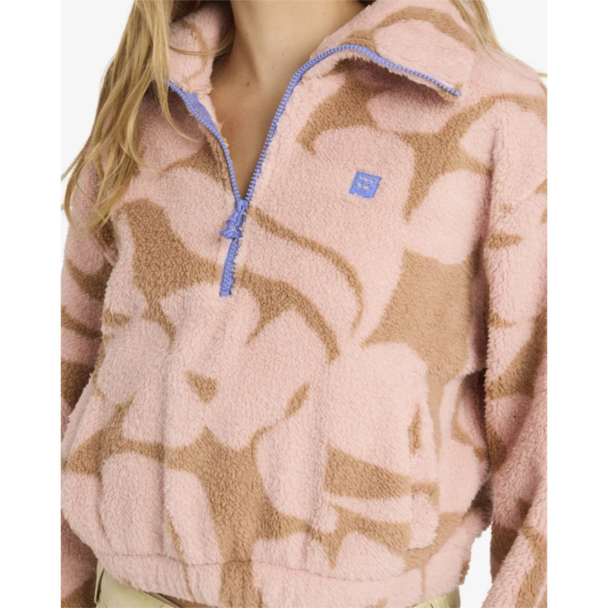 Billabong Billabong Womens Barra Half Zip Pullover - Rose Brown Rose Brown XS Womens Pull Over Hoodies