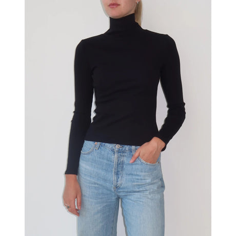 Brunette Brunette Ribbed LS Turtle Neck Black XS/S Womens Long Sleeve Shirts