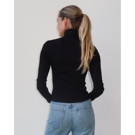Brunette Brunette Ribbed LS Turtle Neck Black XS/S Womens Long Sleeve Shirts