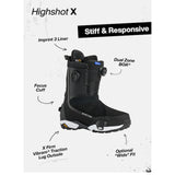 Burton Burton Men's Highshot X Step On Boa Snowboard Boots - Black Black 9 Mens Snowboard Boa Boots 6 to 15 US Mens size
